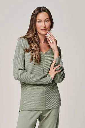 YOU LOOK PERFECT PULLOVER BLOSSOM - Merino Strickpullover V Ausschnitt